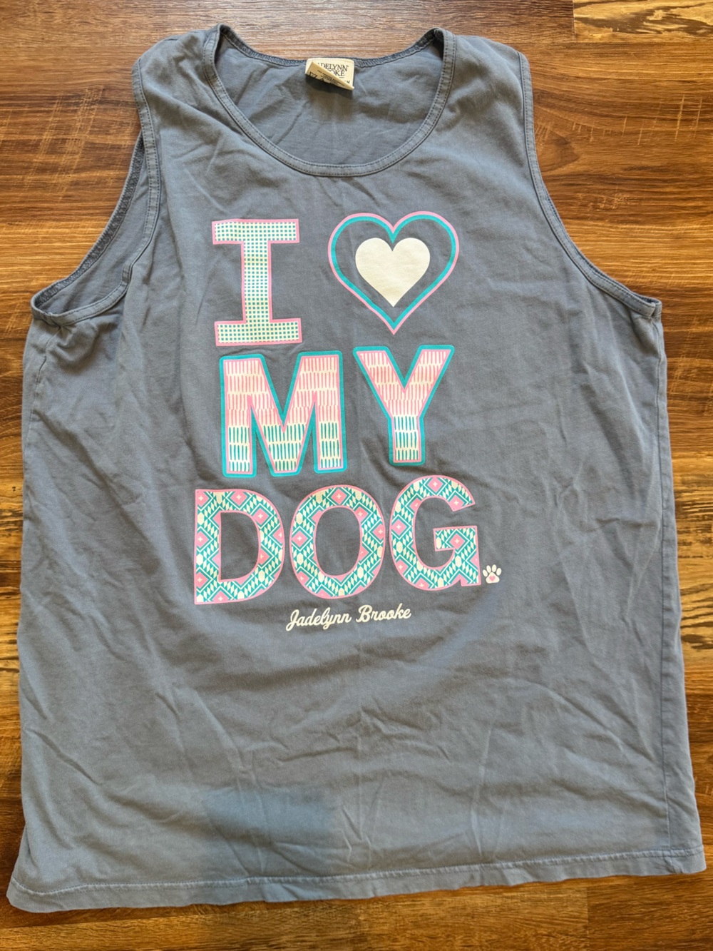 Jadelynn Brooke Soft Blue Tank Top “I ♥️ My Dog”